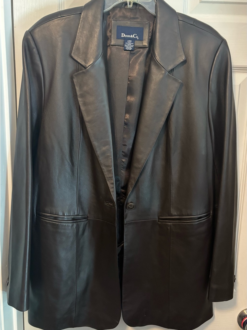 Dark Brown Denim & Co Leather Blazer Jacket - Large